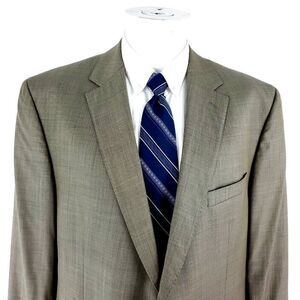 Jack Victor Elite Nepal Ct Wool 2 Button Blazer 44R Tan Sharkskin Sport‎ Coat
